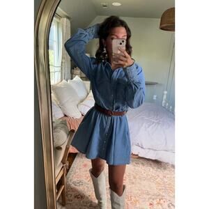 FREE PEOPLE Sammi Denim Long Sleeve Mini Dress Size XS